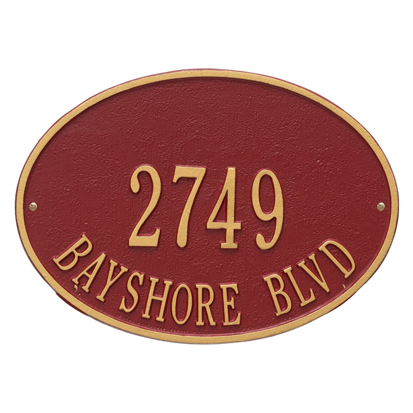 Hawthorne Oval Standard Wall Address Plaque - Two Line