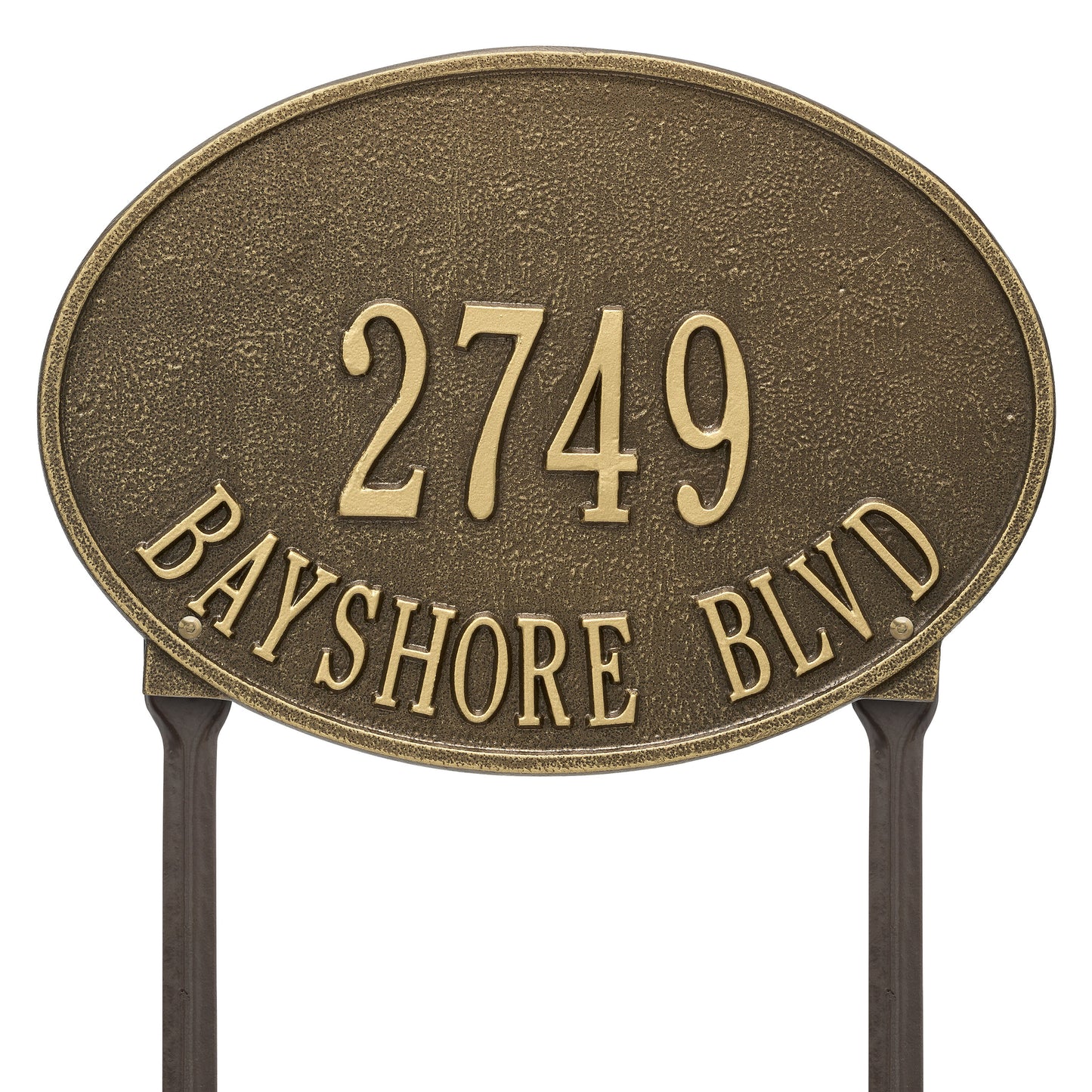 Hawthorne Oval Standard Lawn Address Plaque - Two Line