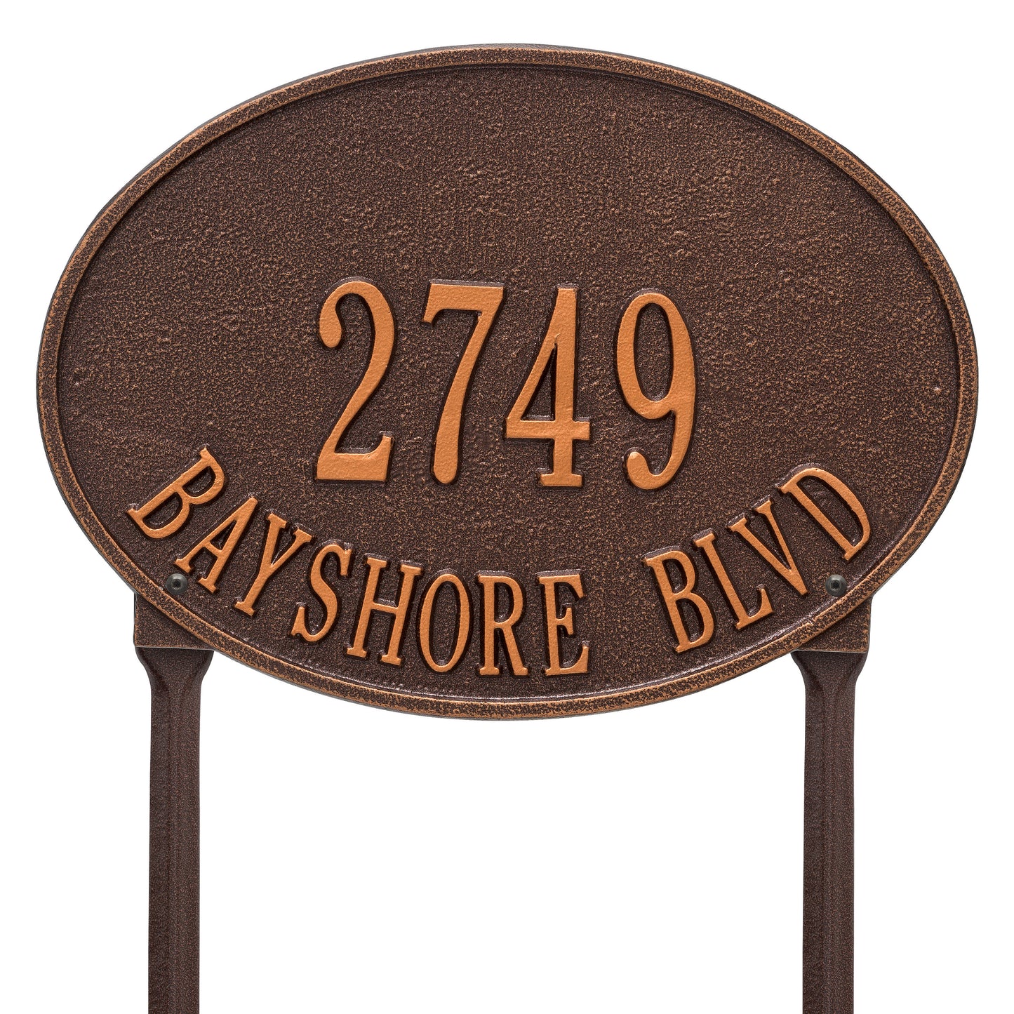Hawthorne Oval Standard Lawn Address Plaque - Two Line