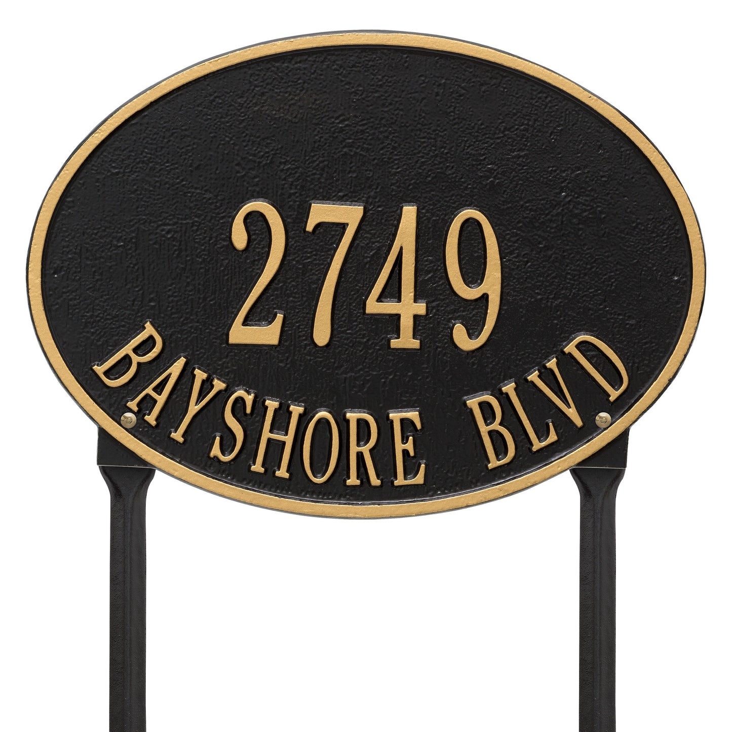 Hawthorne Oval Standard Lawn Address Plaque - Two Line