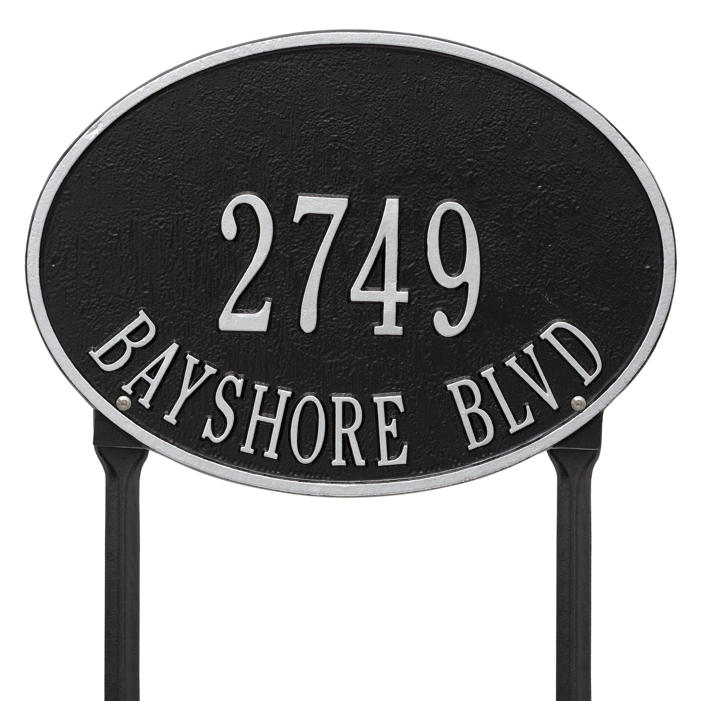 Hawthorne Oval Standard Lawn Address Plaque - Two Line