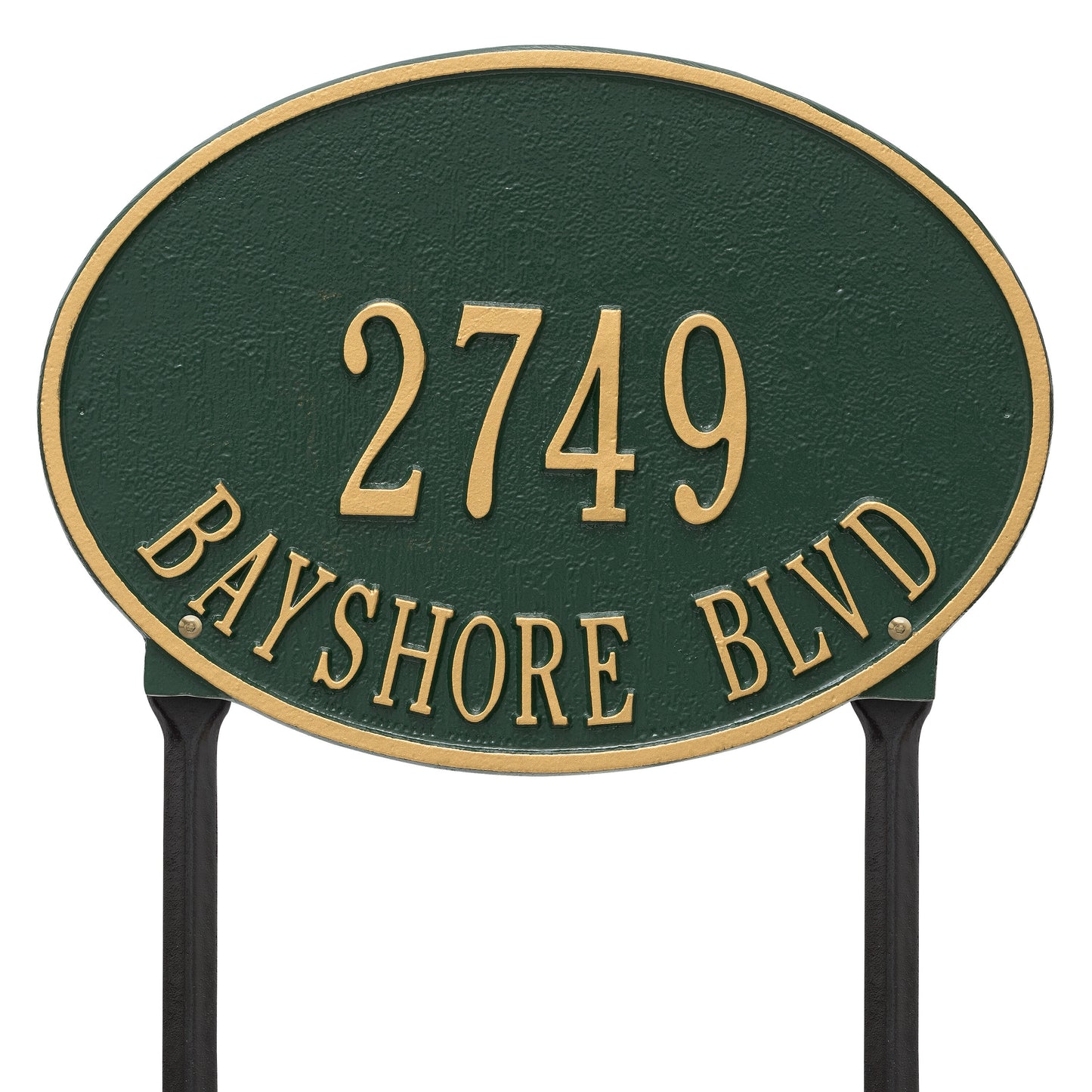 Hawthorne Oval Standard Lawn Address Plaque - Two Line