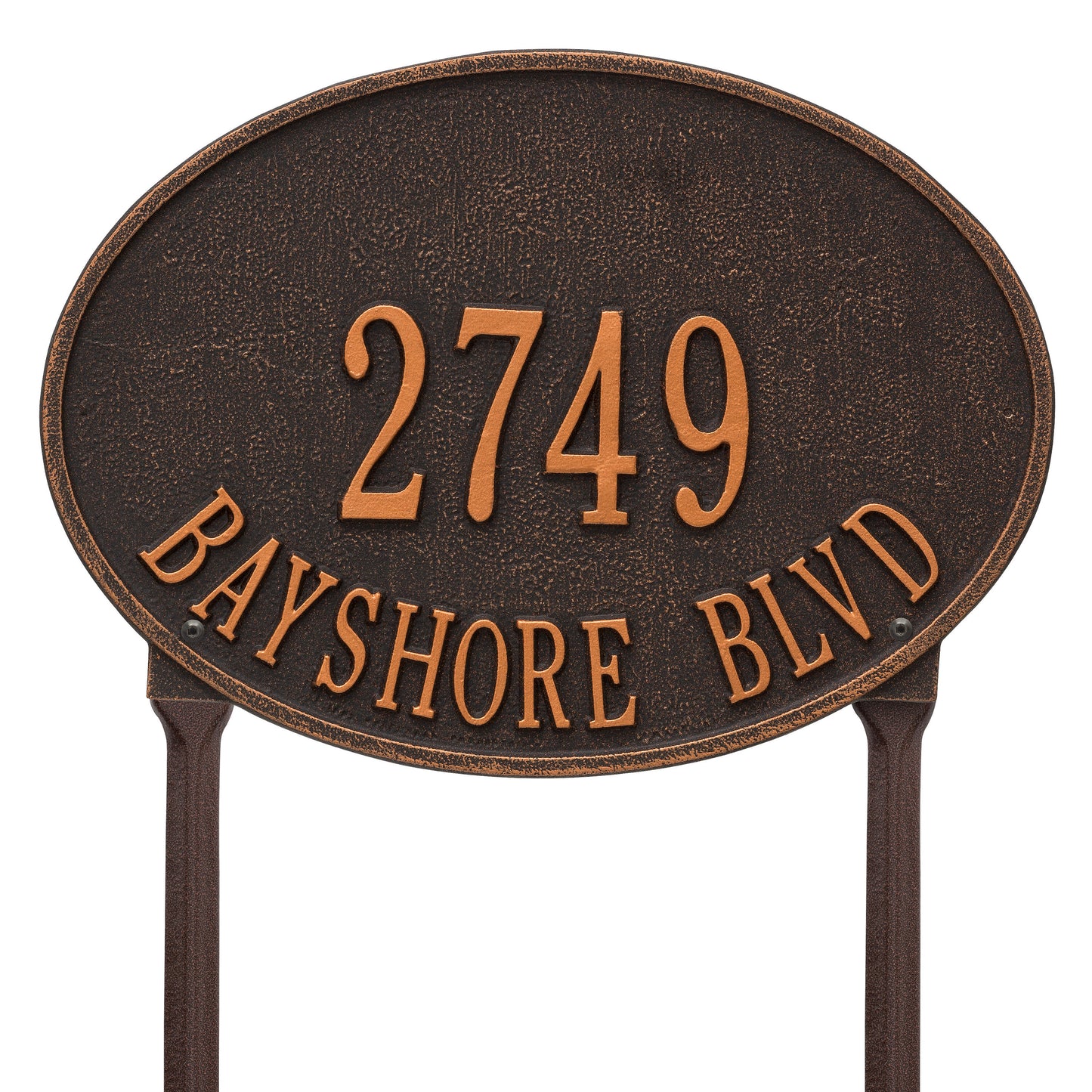Hawthorne Oval Standard Lawn Address Plaque - Two Line
