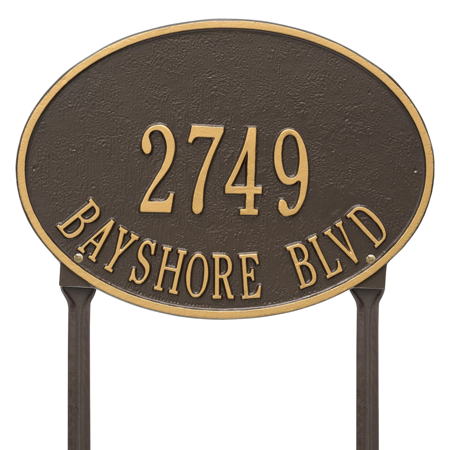 Hawthorne Oval Standard Lawn Address Plaque - Two Line