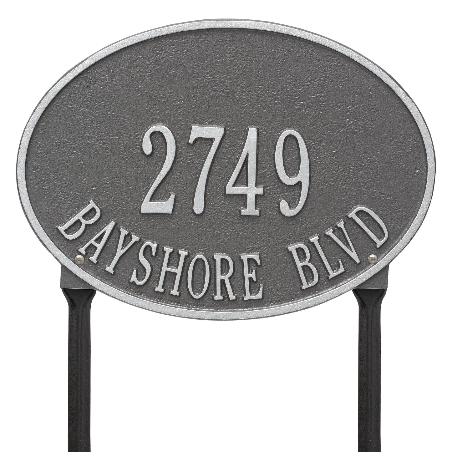 Hawthorne Oval Standard Lawn Address Plaque - Two Line