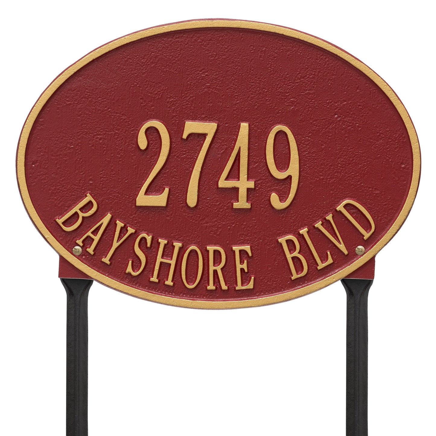Hawthorne Oval Standard Lawn Address Plaque - Two Line