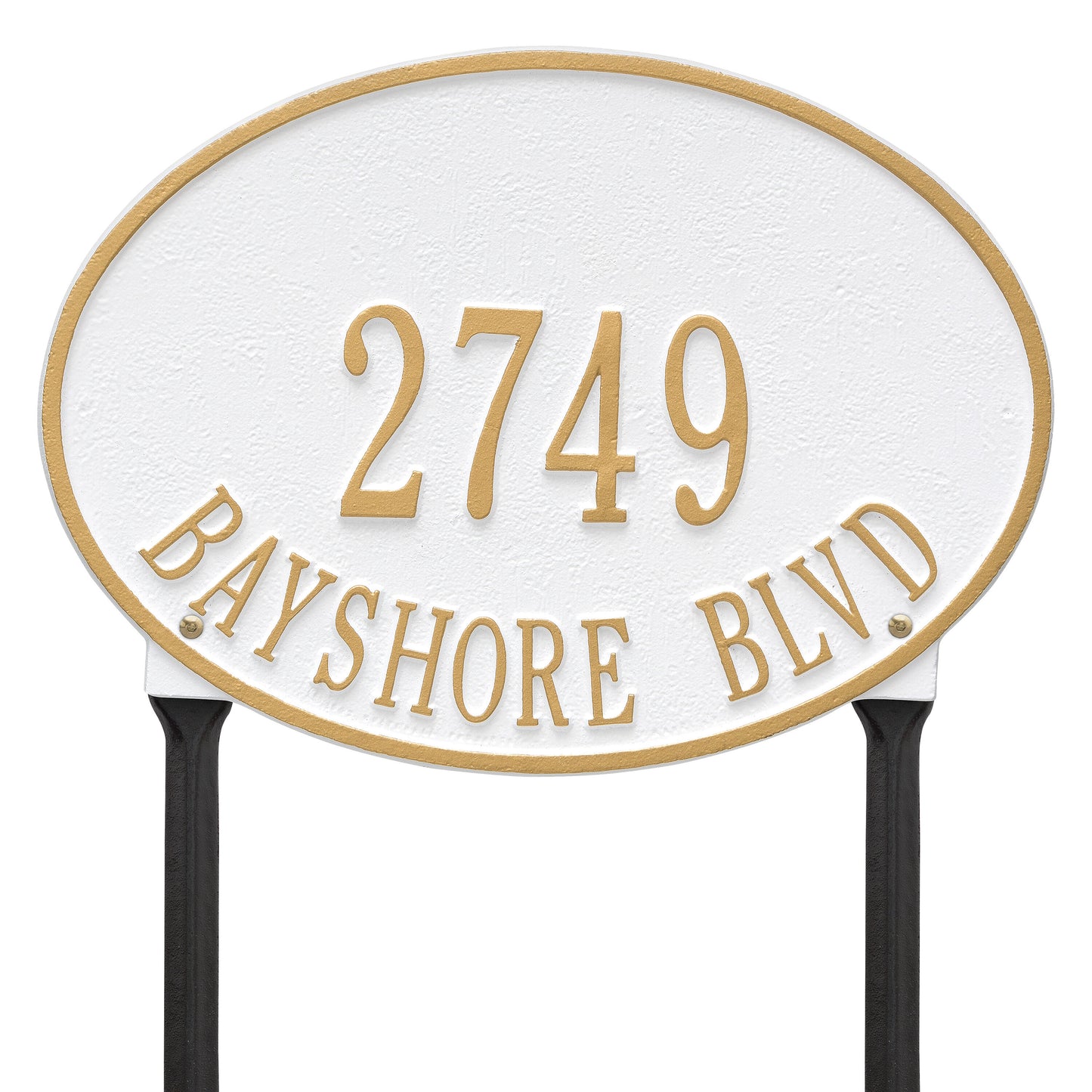 Hawthorne Oval Standard Lawn Address Plaque - Two Line