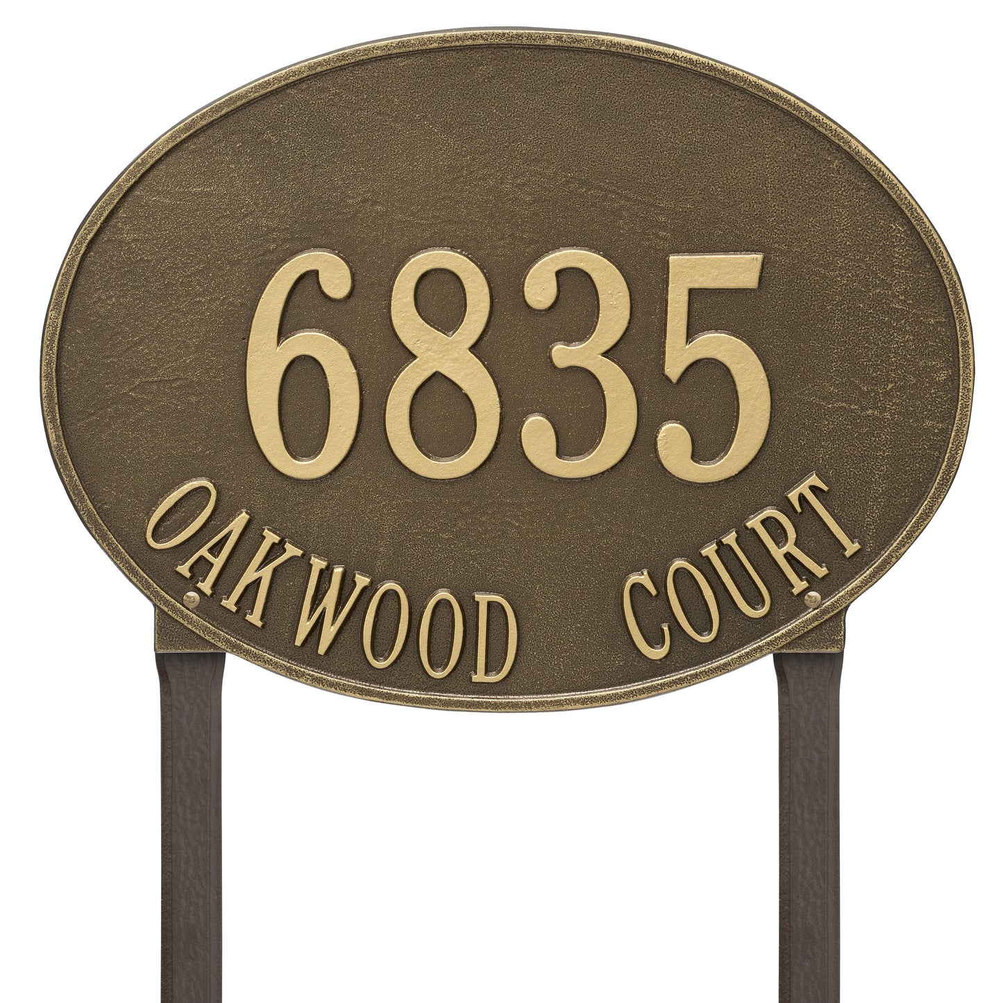 Hawthorne Oval Estate Lawn Address Plaque - Two Line