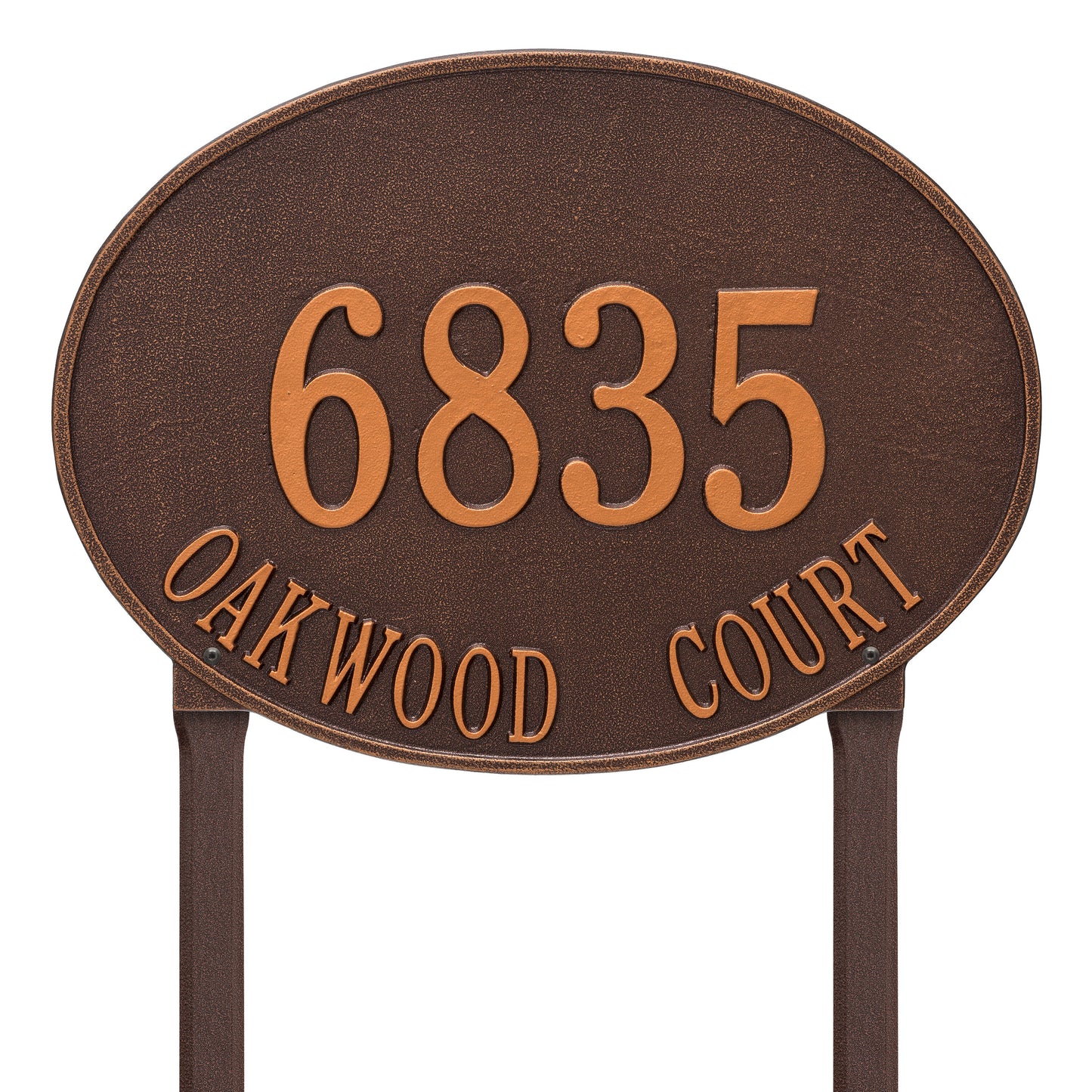 Hawthorne Oval Estate Lawn Address Plaque - Two Line