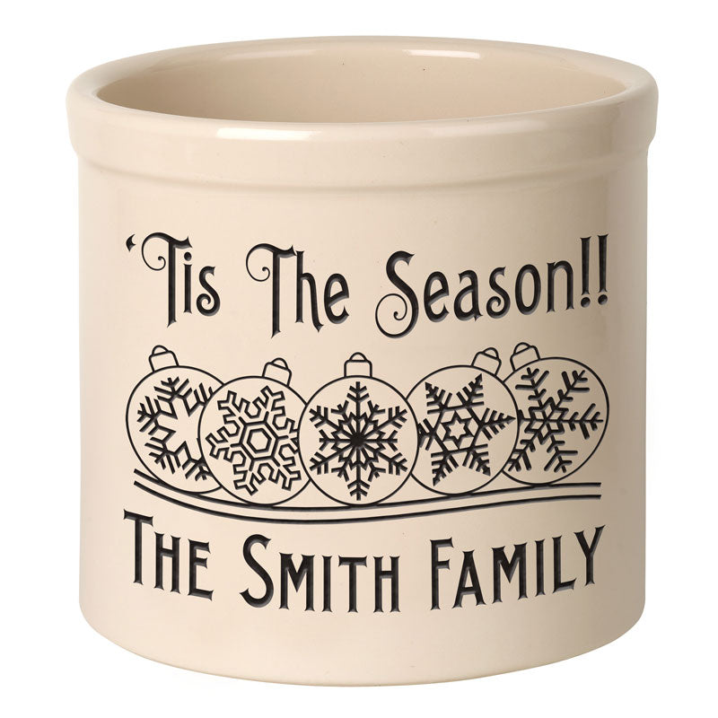 Whitehall Products Personalized Snowflake Ornament 2 Gallon Stoneware Crock Black