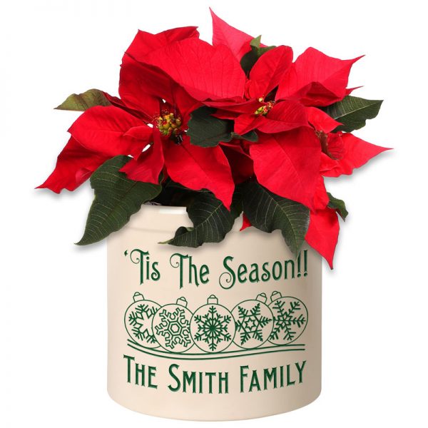 Whitehall Products Personalized Snowflake Ornament 2 Gallon Stoneware Crock Blue