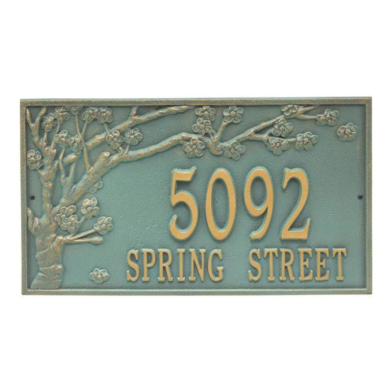 Spring Blossom Estate Wall Address Plaque - Two Line