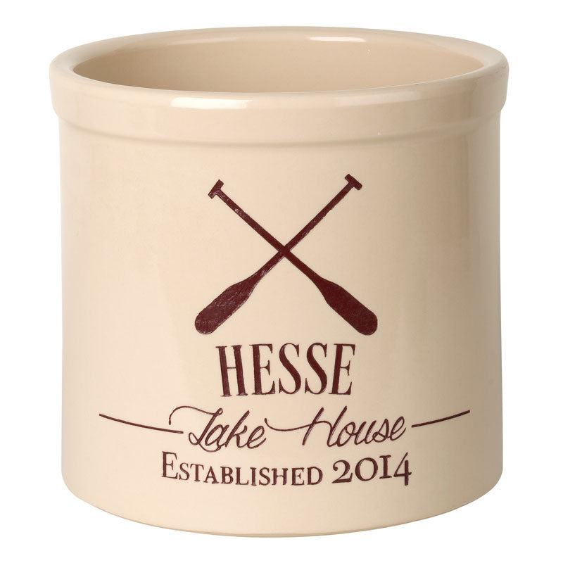 Whitehall Products Personalized Oars Lake House Established 2 Gallon Stoneware Crock Two Lines