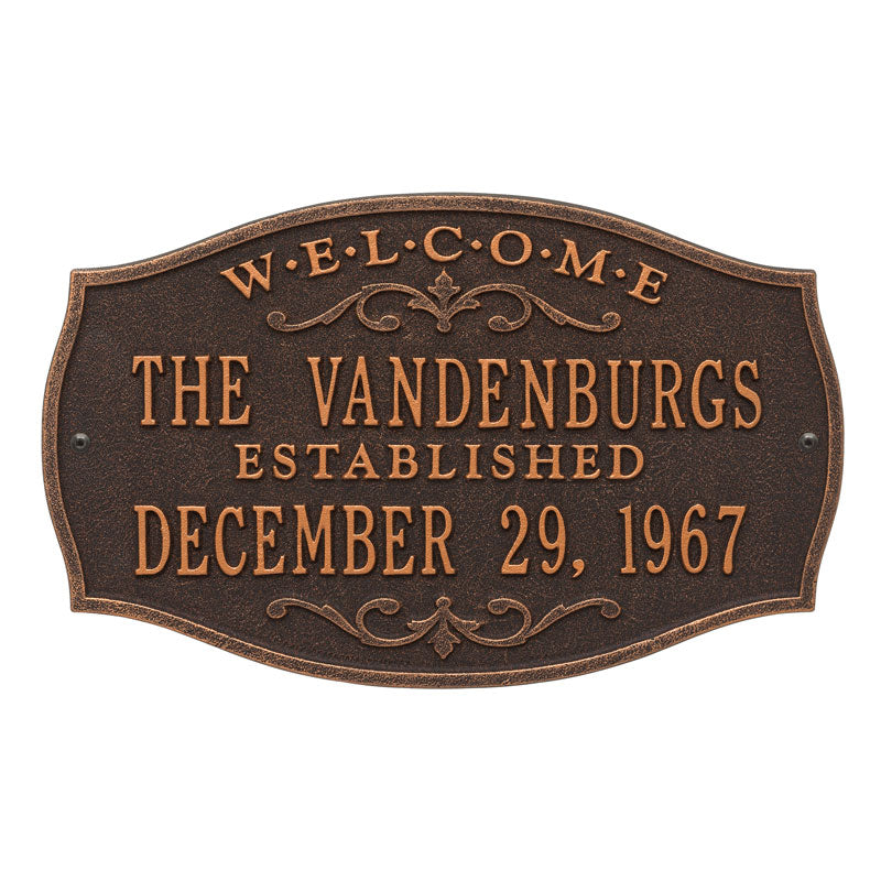 Whitehall Products Brookfield Welcome Anniversary Personalized Plaque Two Lines Oil Rubbed Bronze