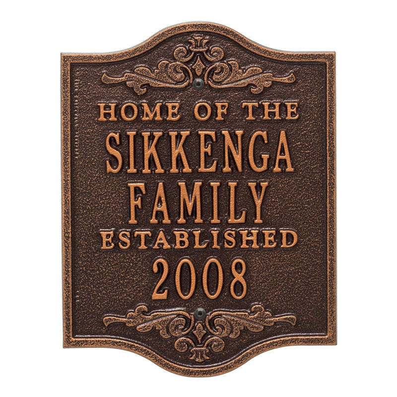 Whitehall Products Buena Vista Anniversary Wedding Personalized Plaque Three Lines Antique Copper