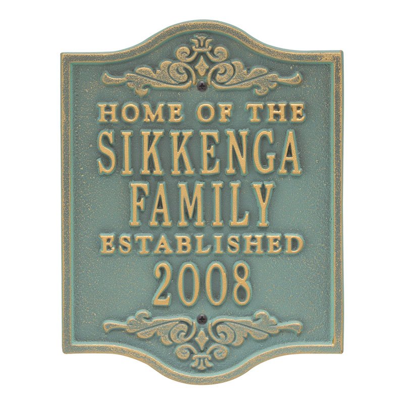 Whitehall Products Buena Vista Anniversary Wedding Personalized Plaque Three Lines Bronze Verdigris