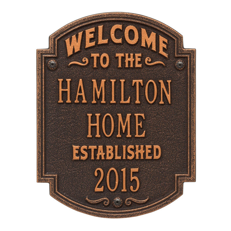 Whitehall Products Heritage Welcome Anniversary Personalized Plaque Three Lines Oil Rubbed Bronze
