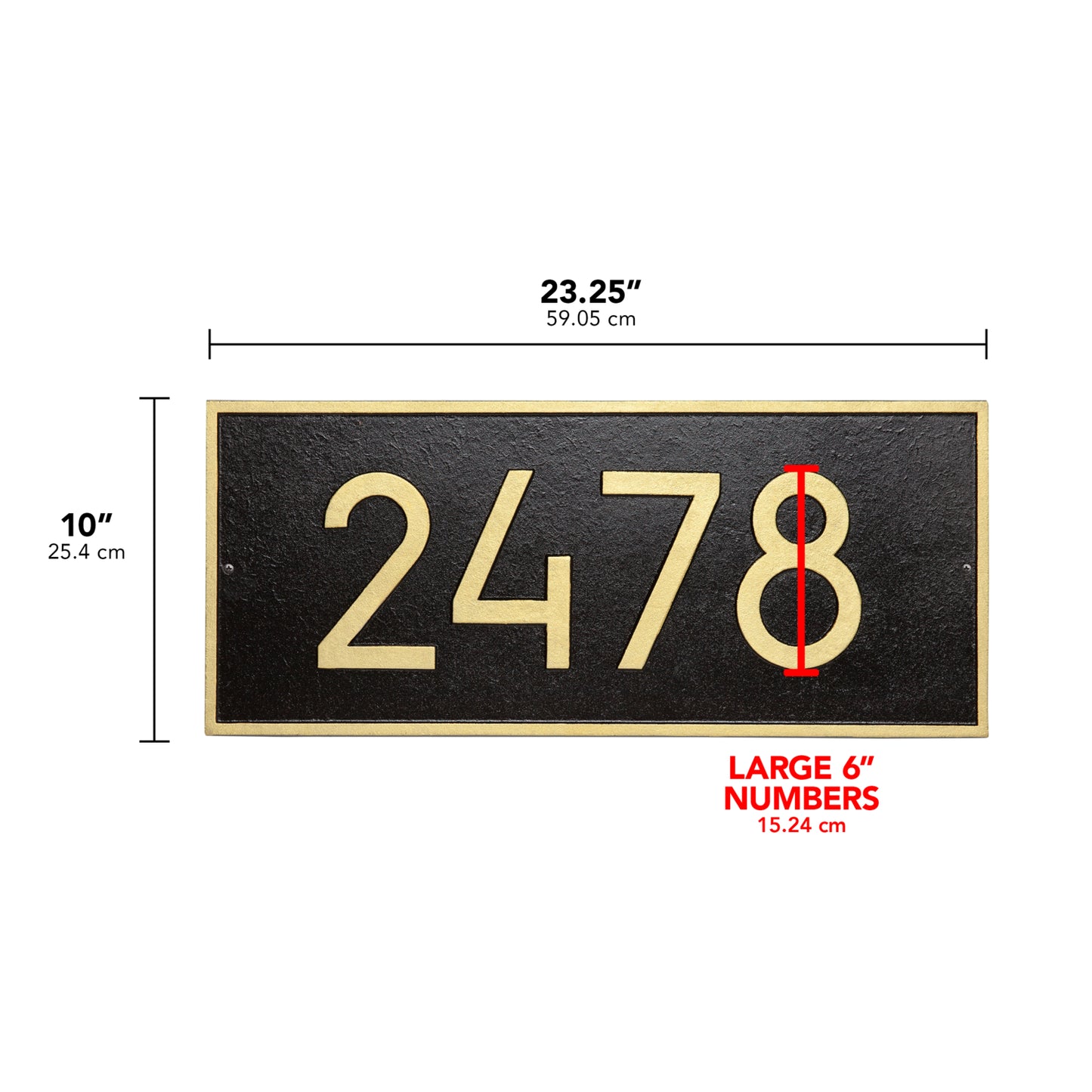 Hartford Rectangle 6in Modern Font Estate Wall Address Plaque - One Line