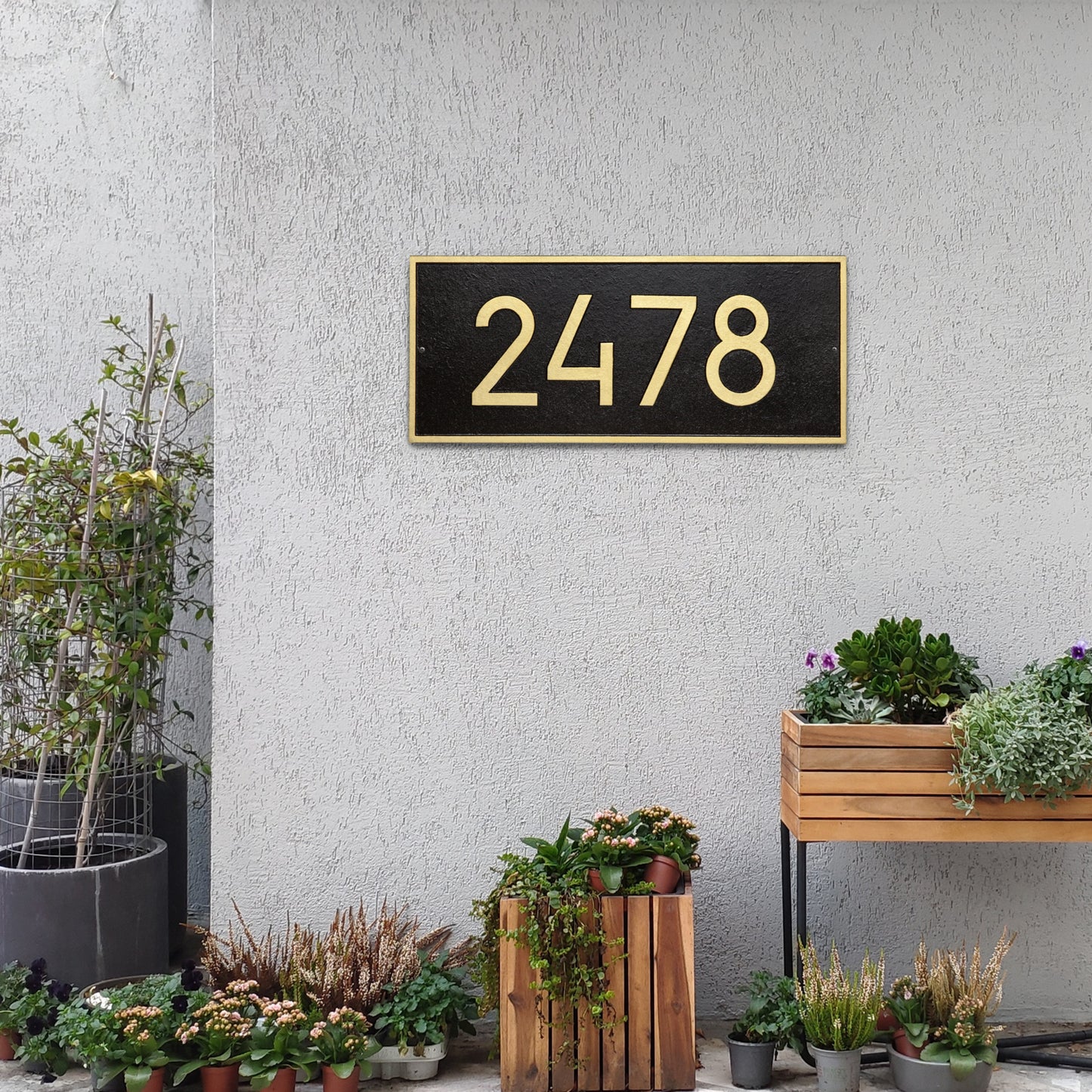 Hartford Rectangle 6in Modern Font Estate Wall Address Plaque - One Line