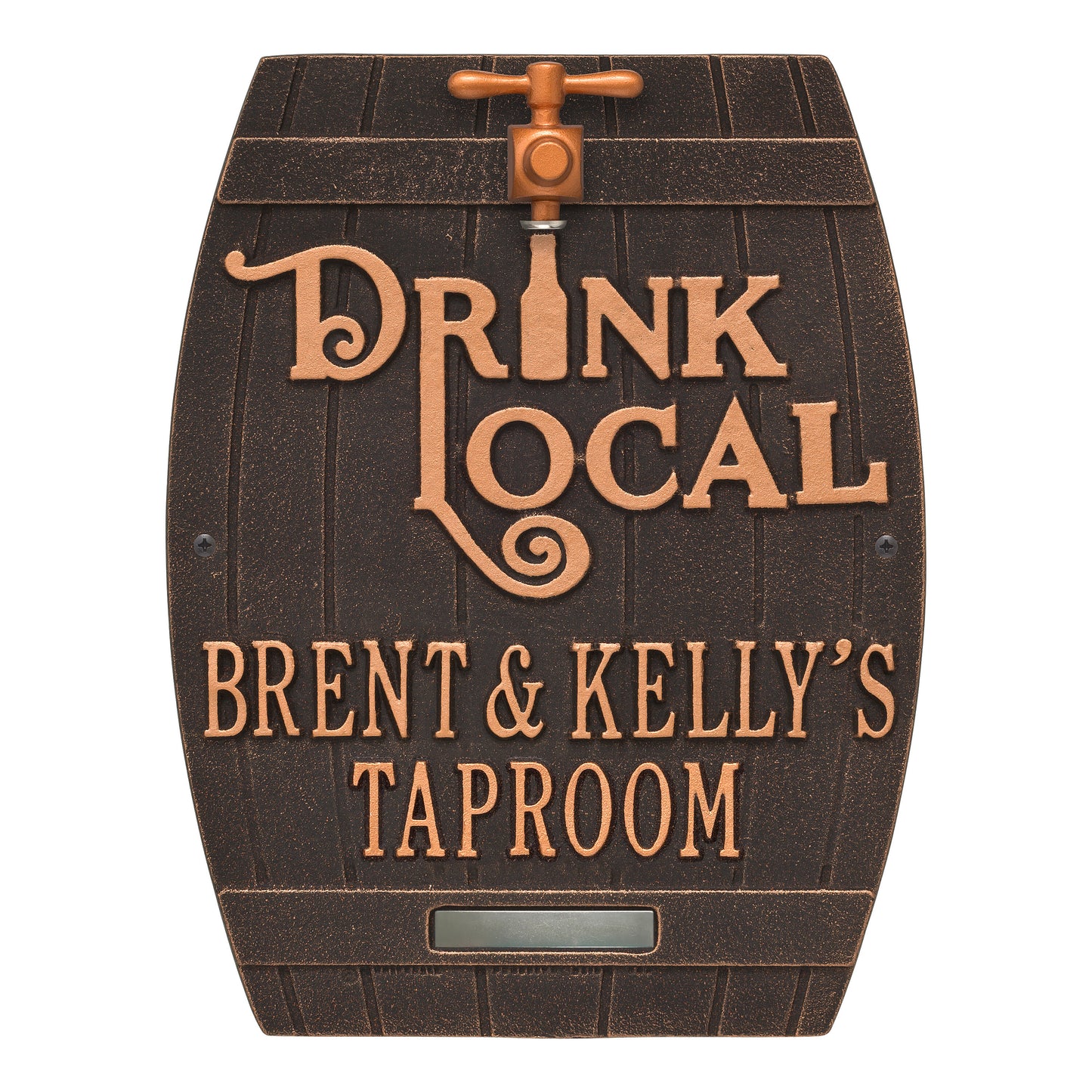 Whitehall Products Drink Local Barrel Personalized Plaque Two Lines Red/gold