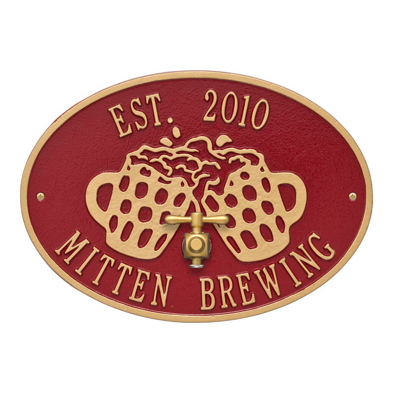 Whitehall Products Beers And Cheers Personalized Plaque Two Lines