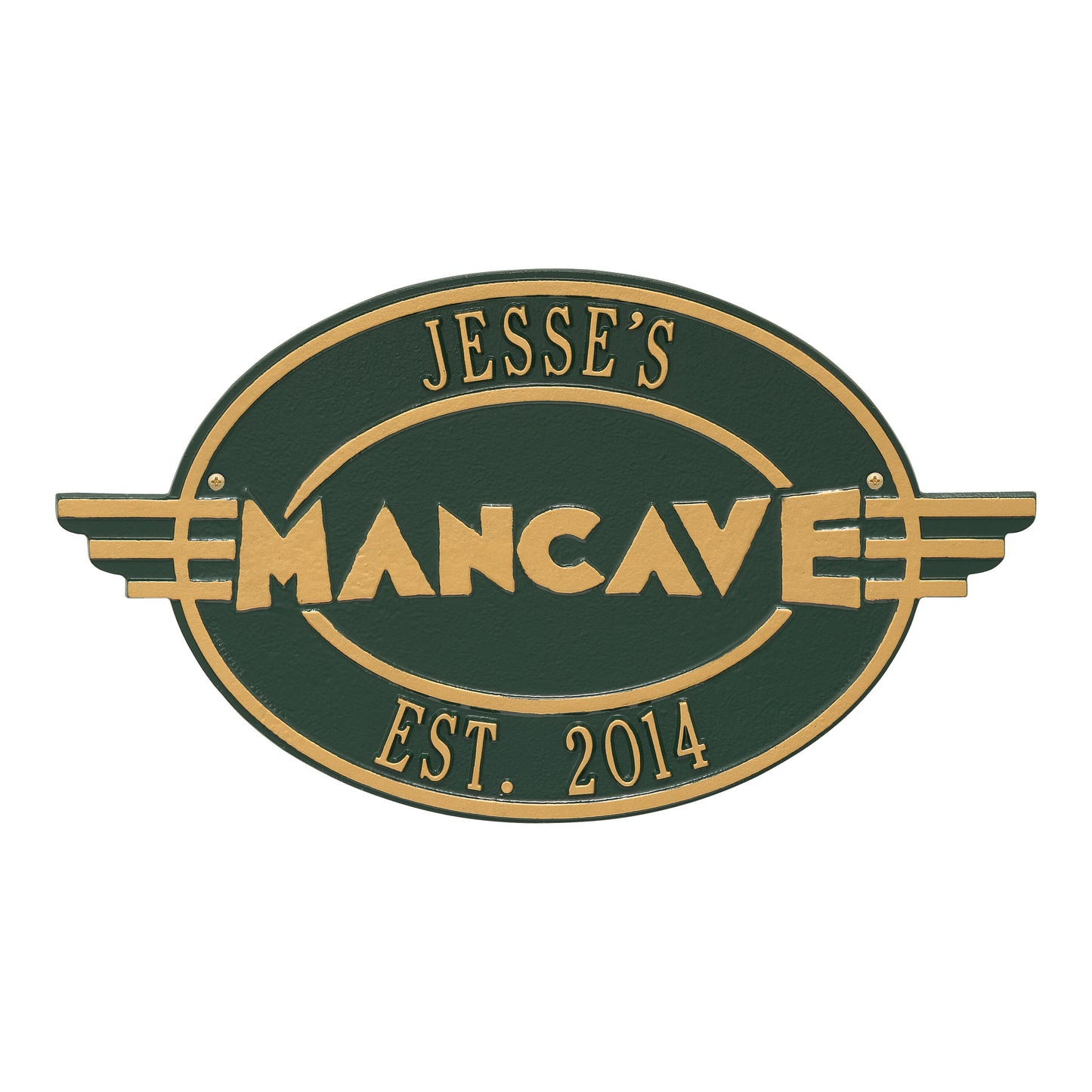 Whitehall Products Moderno Man Cave Personalized Plaque Two Lines Red/gold