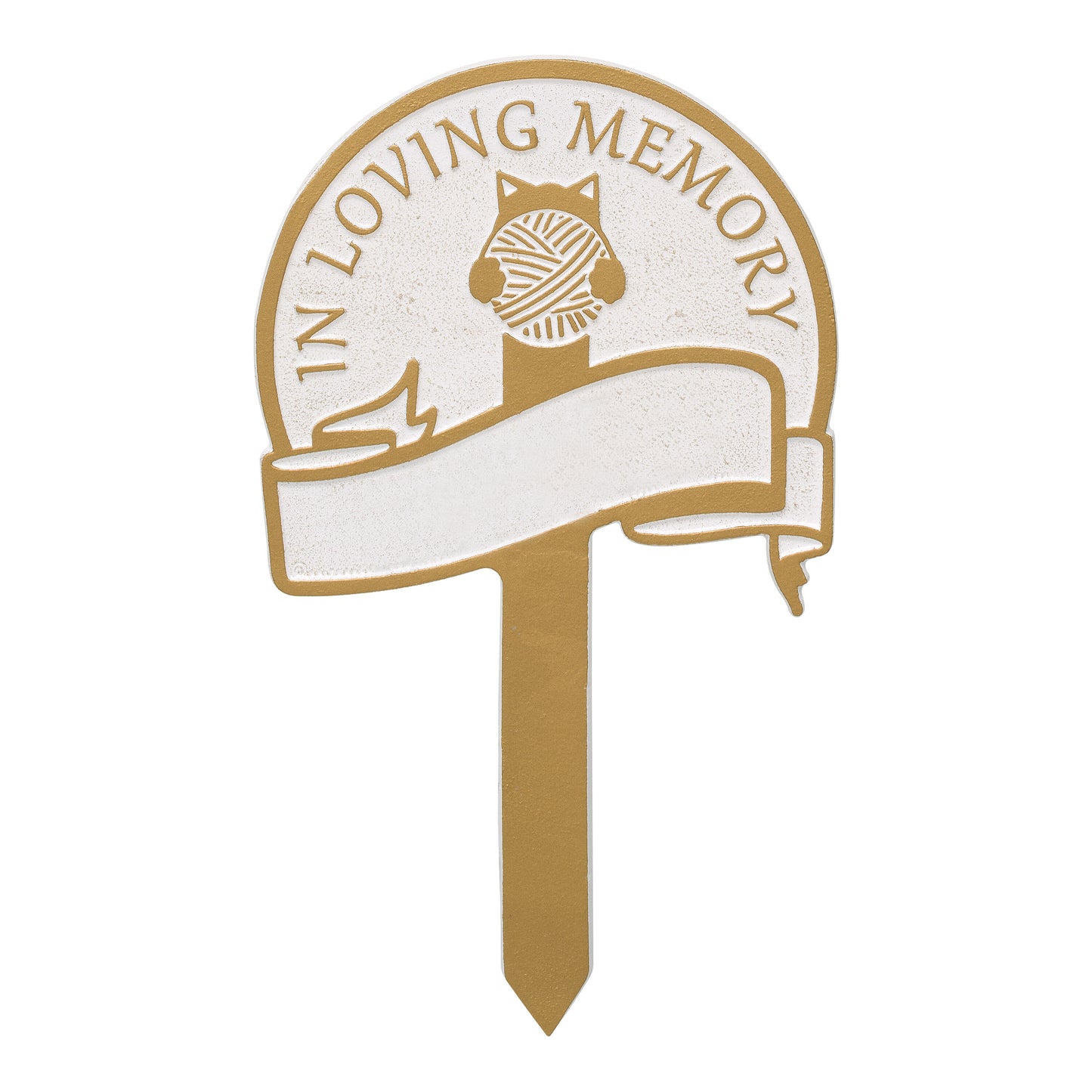 Whitehall Products Cat With Yarn Personalized Memorial Yard Sign One Line Antique Brass