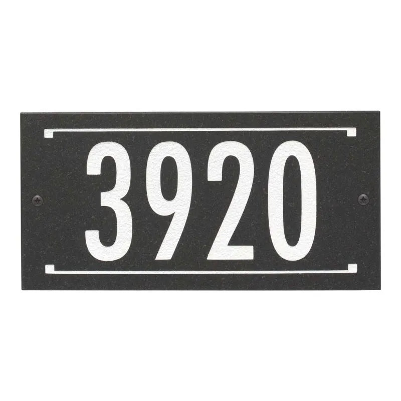 Black Granite Rectangle Futura Engraved Address Sign - 12" x 6" Wall One Line