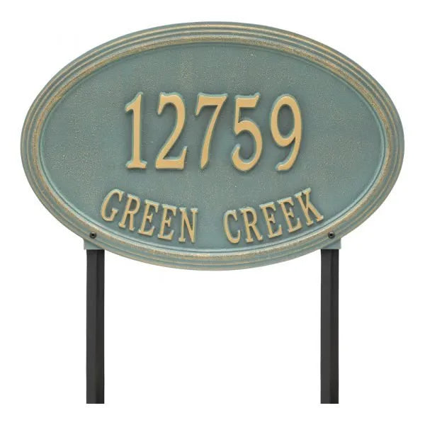Concord Oval Estate Lawn Address Plaque - Two Line