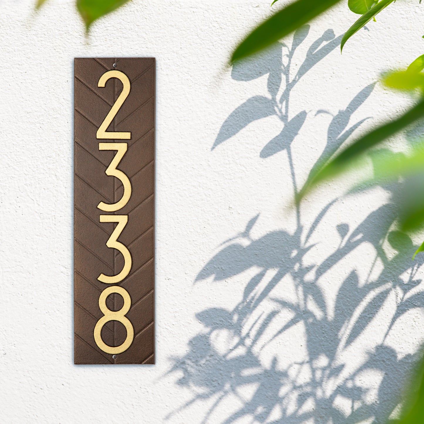 Modern Herringbone Vertical Standard Wall Plaque - One Line