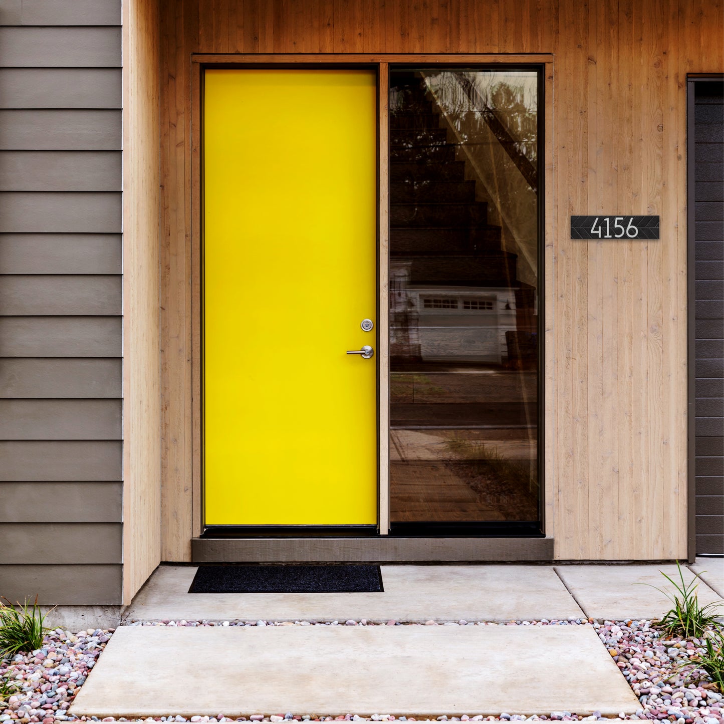 Modern Herringbone Horizontal Standard  Wall Address Plaque - One Line