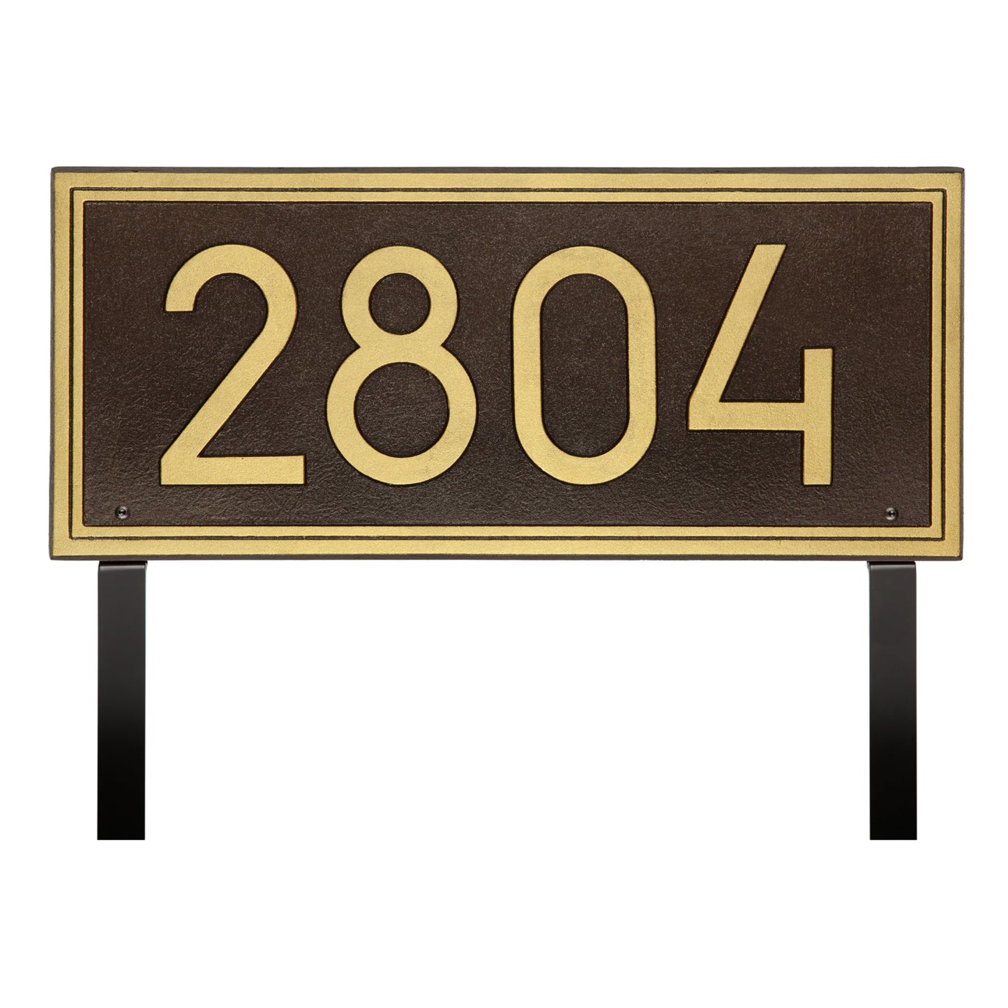 Double Line Modern Font Rectangle Estate Lawn Address Plaque - One Line