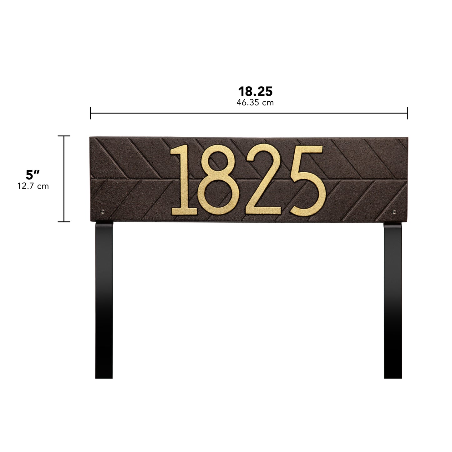 Herringbone Horizontal Standard Lawn Address Plaque - One Line