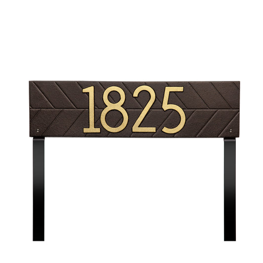 Herringbone Horizontal Standard Lawn Address Plaque - One Line