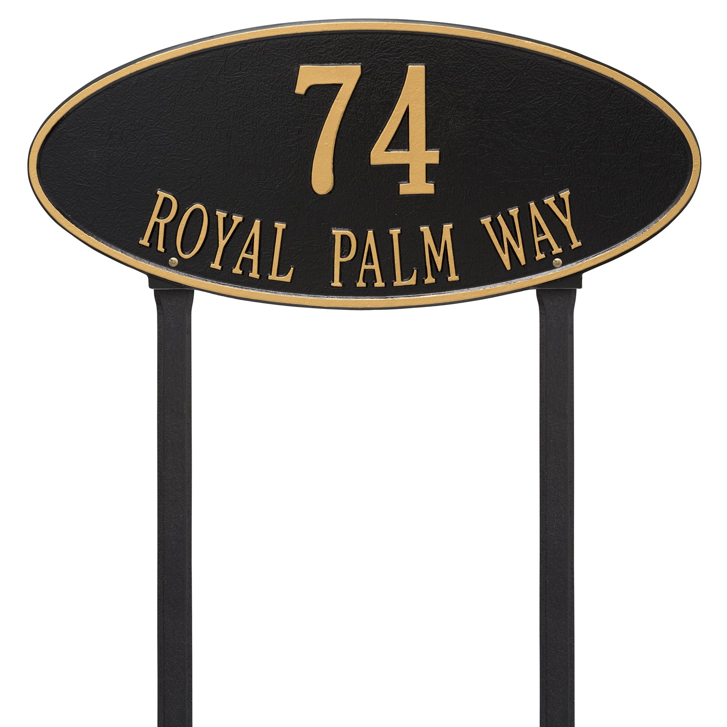 Madison Oval Estate Lawn Address Plaque - Two Lines