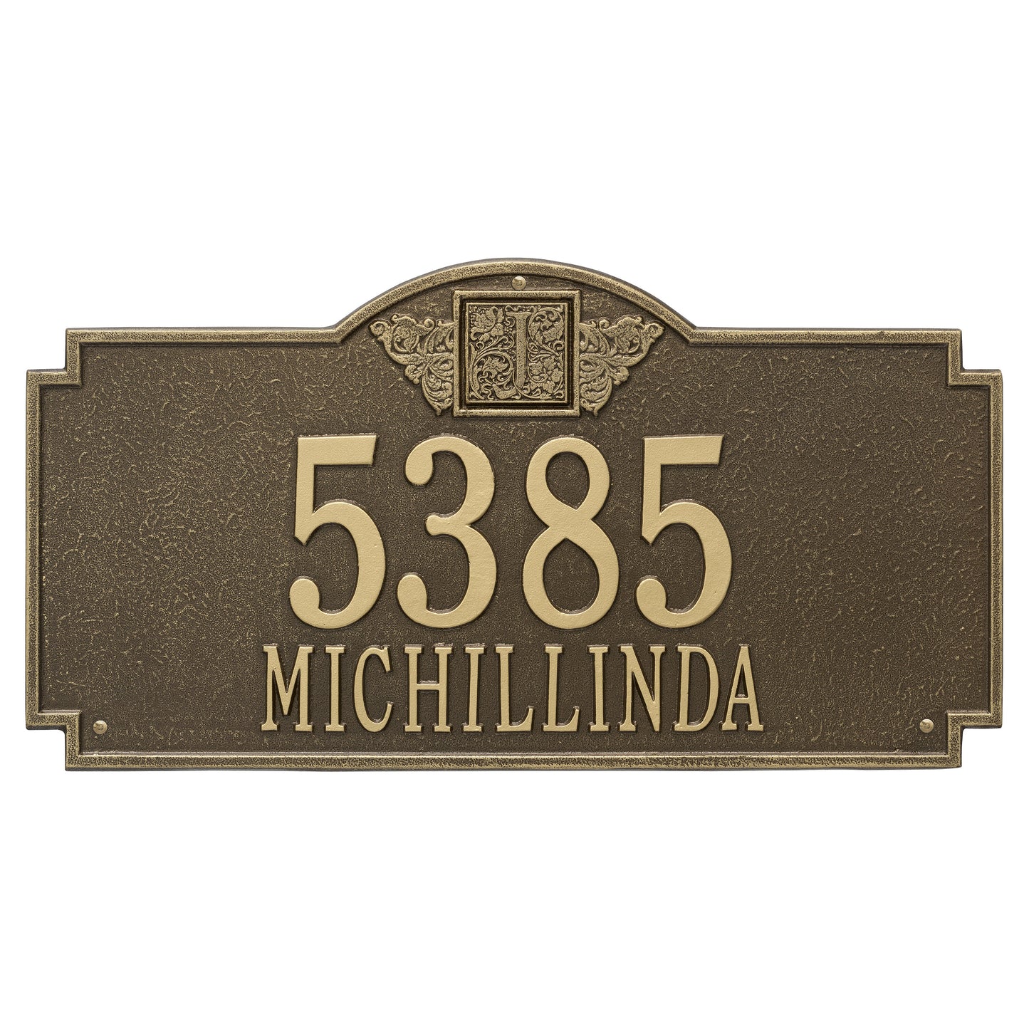 Monogram Estate Wall Address Plaque - Two Line