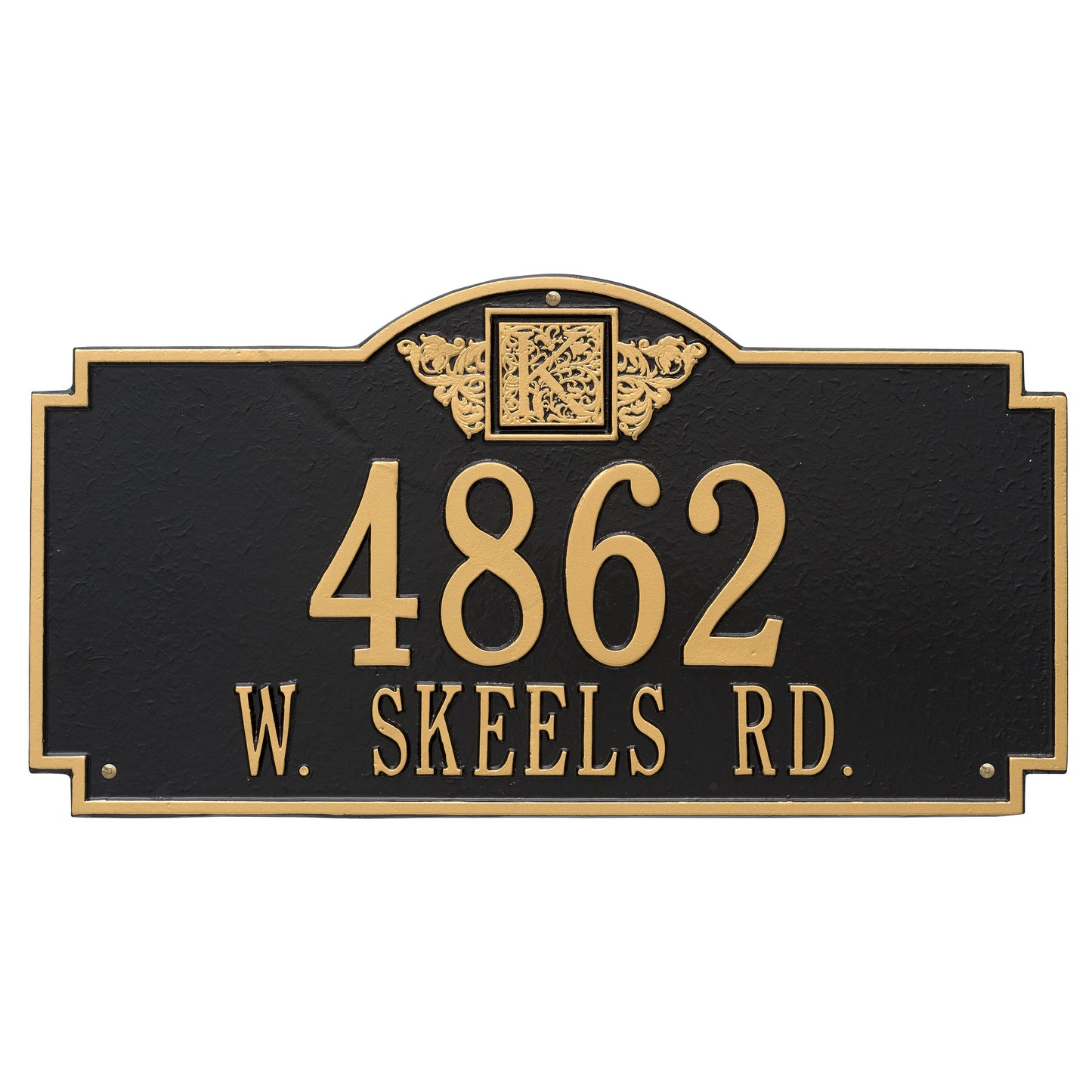 Monogram Estate Wall Address Plaque - Two Line