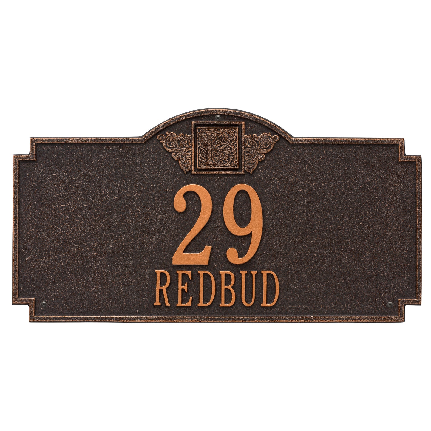 Monogram Estate Wall Address Plaque - Two Line