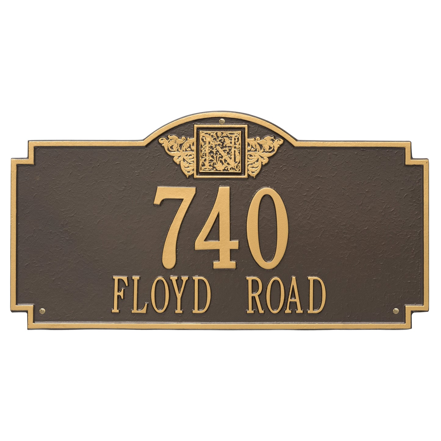 Monogram Estate Wall Address Plaque - Two Line