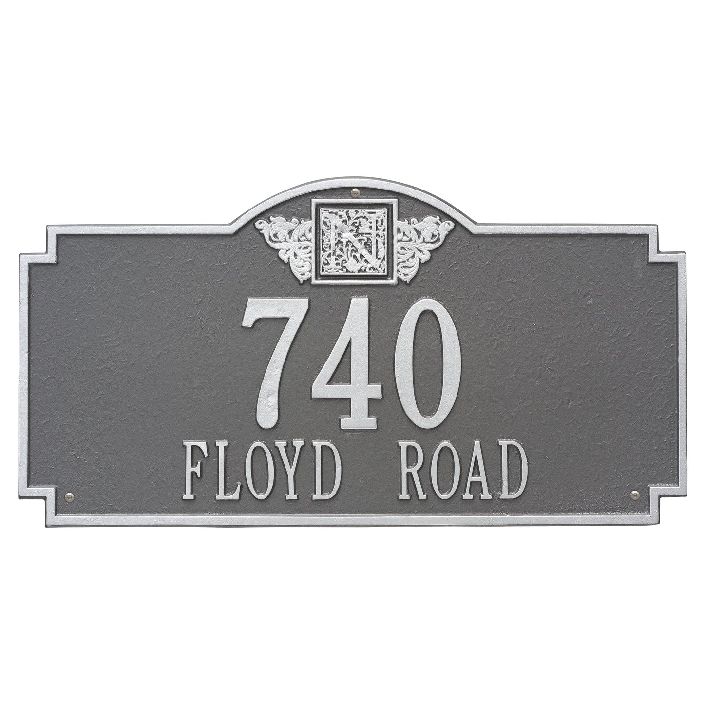 Monogram Estate Wall Address Plaque - Two Line