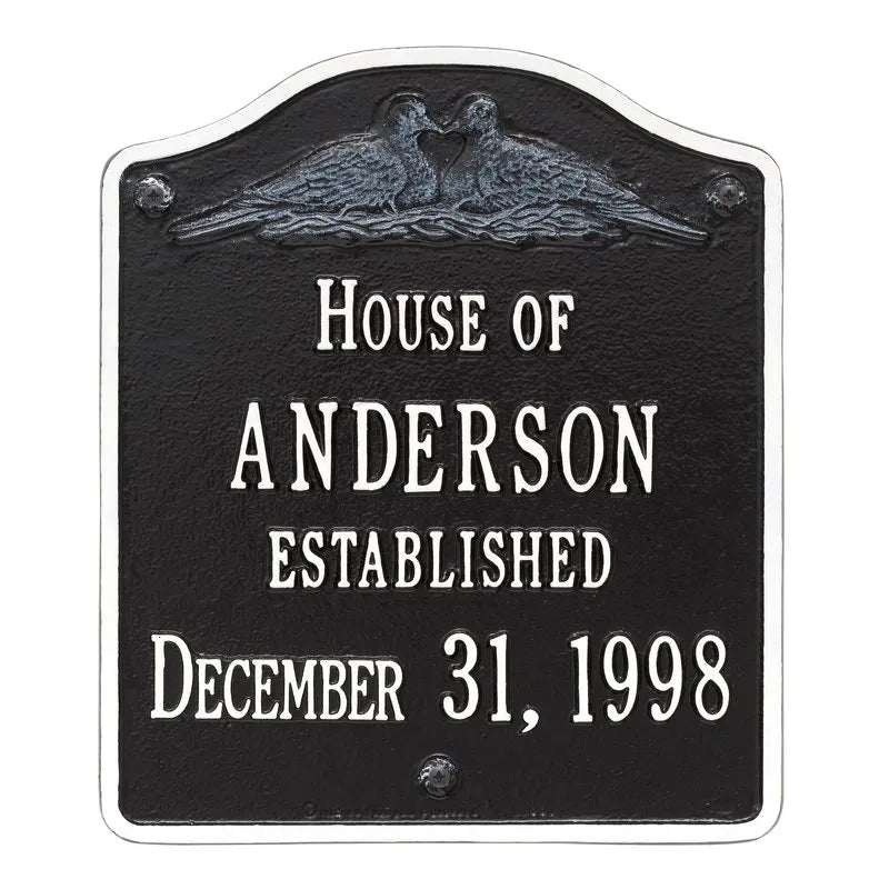 Dove Wedding Anniversary Address Plaque - Two Lines