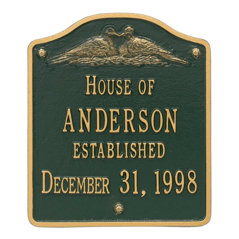 Dove Wedding Anniversary Address Plaque - Two Lines