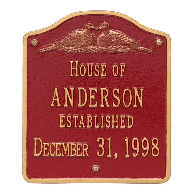 Dove Wedding Anniversary Address Plaque - Two Lines