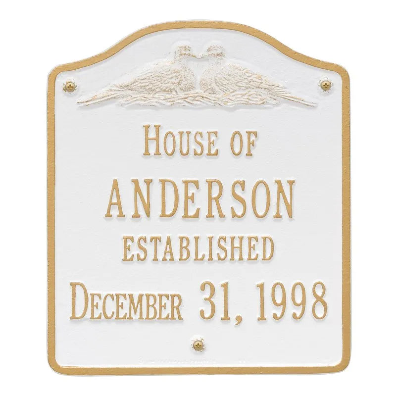 Dove Wedding Anniversary Address Plaque - Two Lines