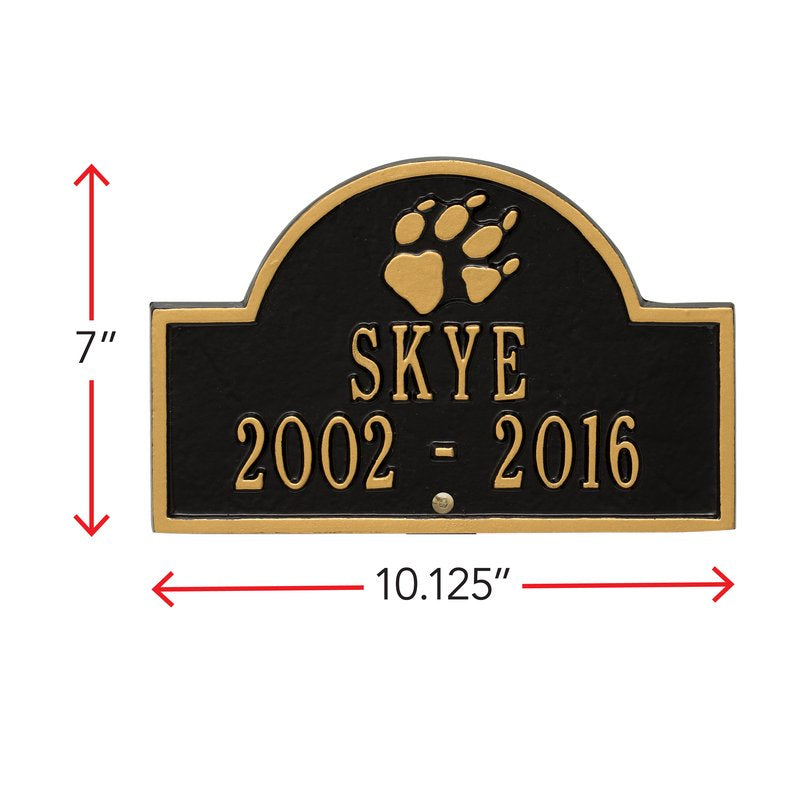 Whitehall Products Dog Paw Arch Personalized Mini Lawn Plaque Two Line