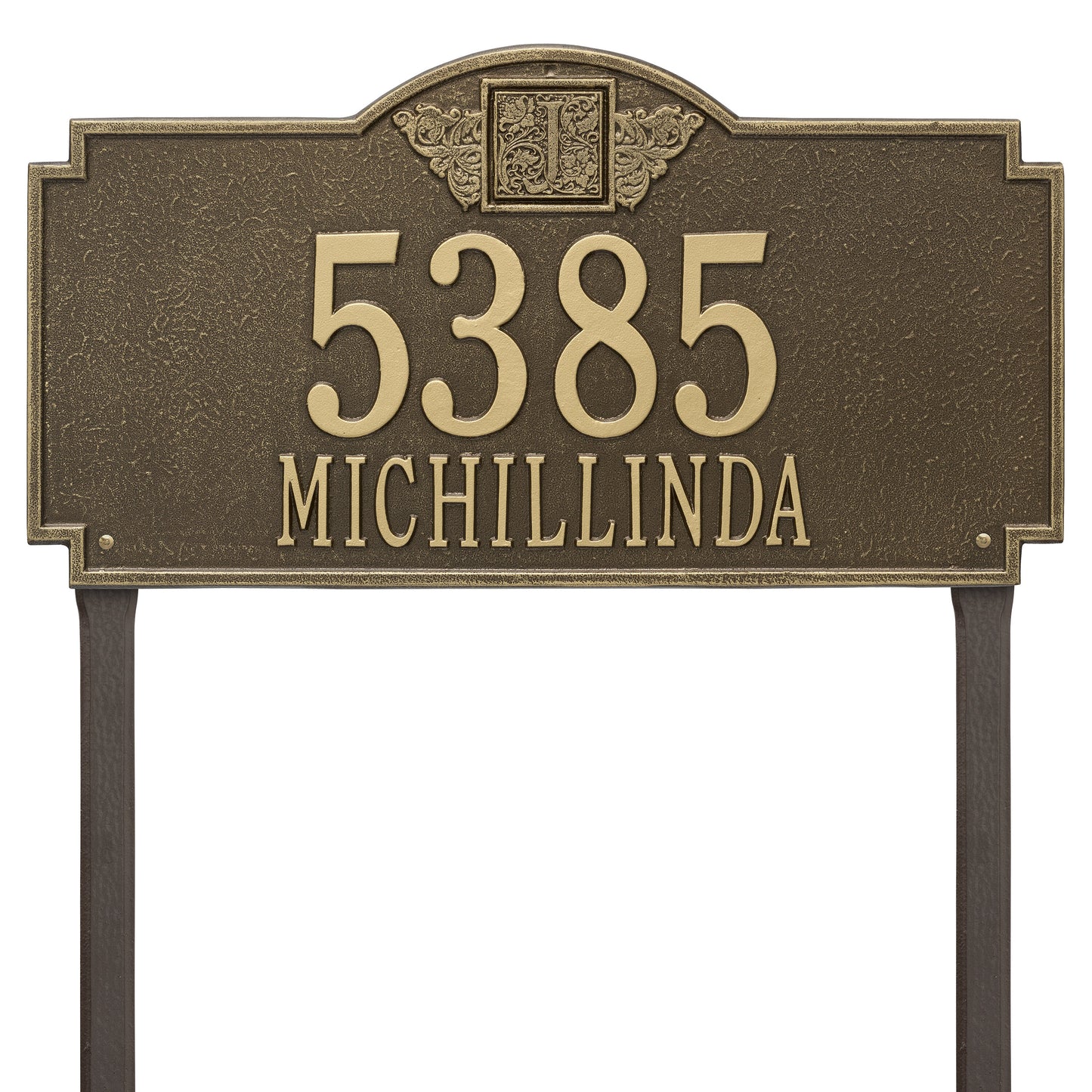 Monogram Estate Lawn Address Plaque - Two Line