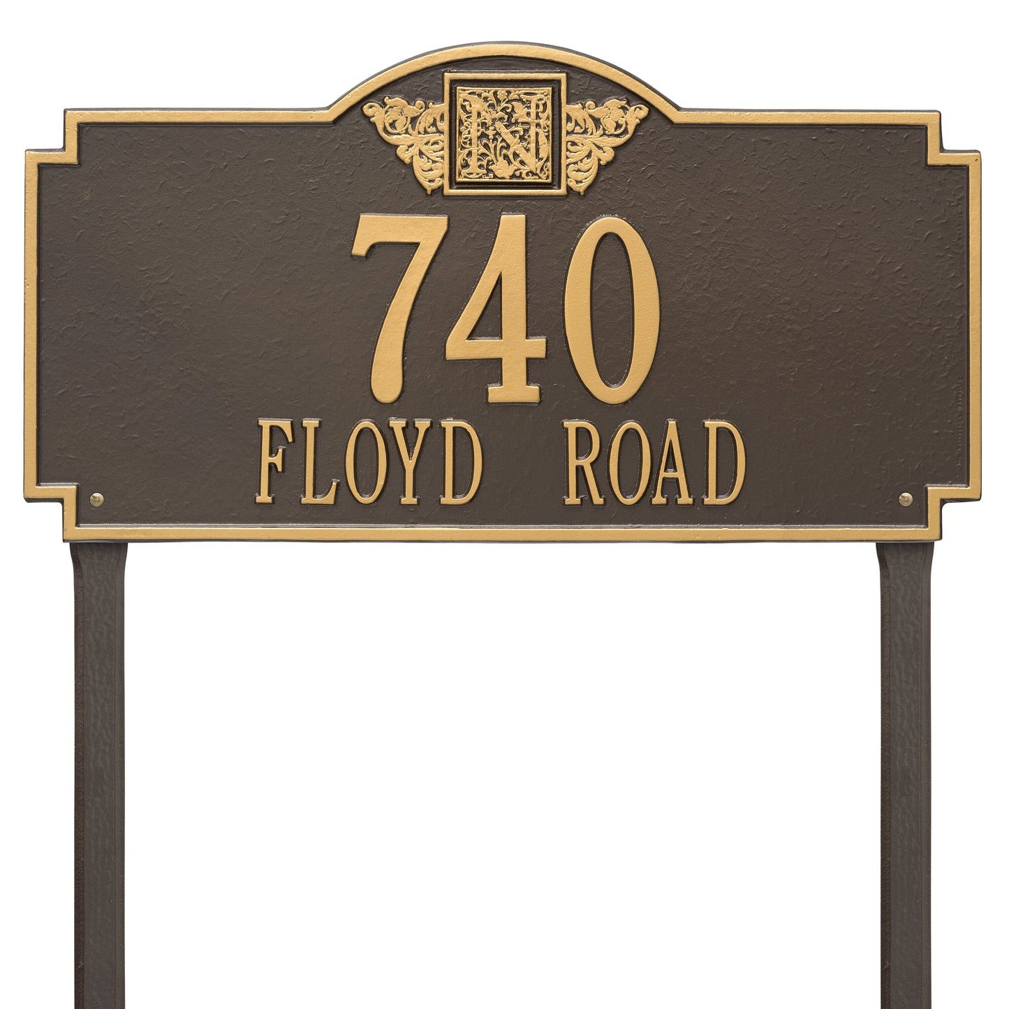 Monogram Estate Lawn Address Plaque - Two Line