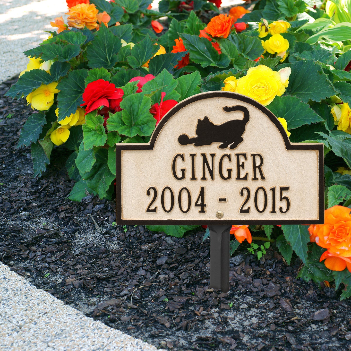 Whitehall Products Cat Arch Mini Personalized Lawn Plaque Two Lines Antique Copper