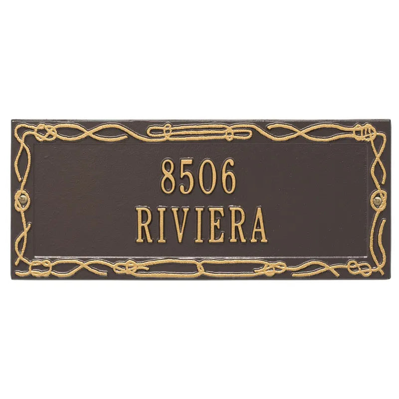 Whitehall Products Personalized Sailors Knot Wall Plaque Two Lines Black/gold