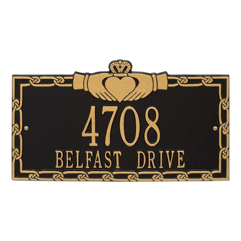 Whitehall Products Claddagh Address Plaque Two Lines Antique Copper